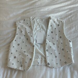 Zara womens White Vest with Silver Dots